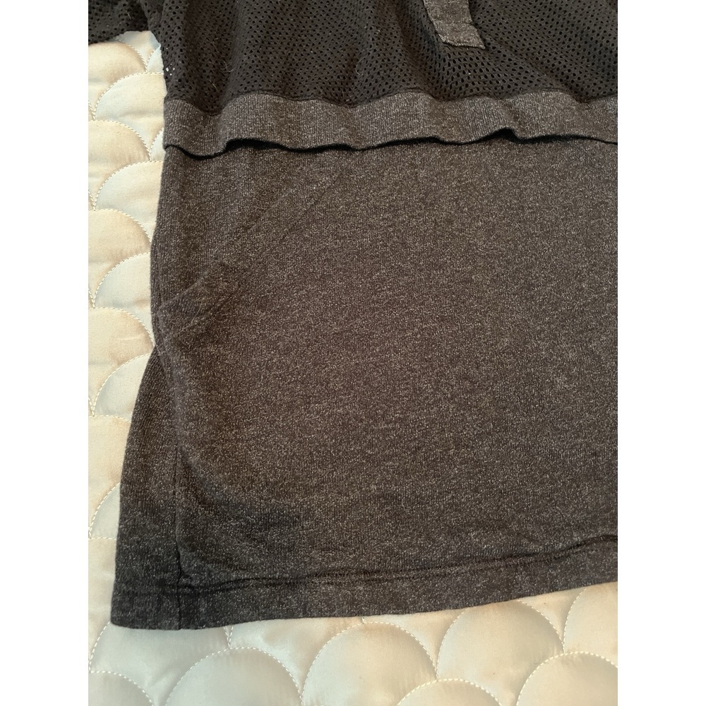 Monrow Mesh Mix Black Track Snap Button Pullover Long Sleeve Top M - Picture 7 of 10